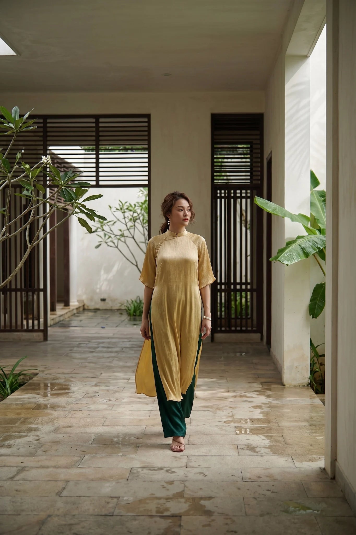 Áo dài lụa dún Tám Lăng Silk thời trang Hity