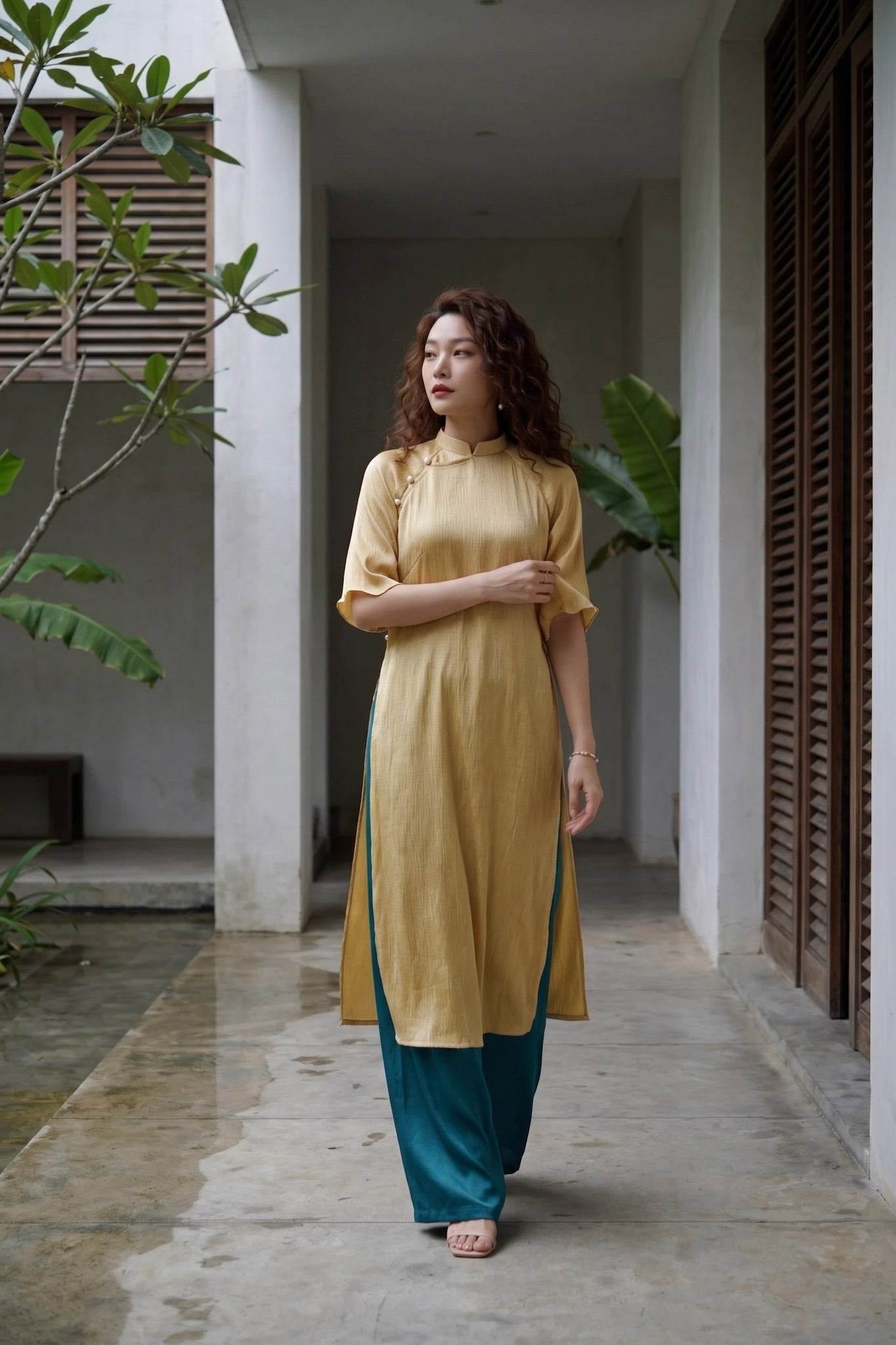 Áo dài lụa dún Tám Lăng Silk thời trang Hity