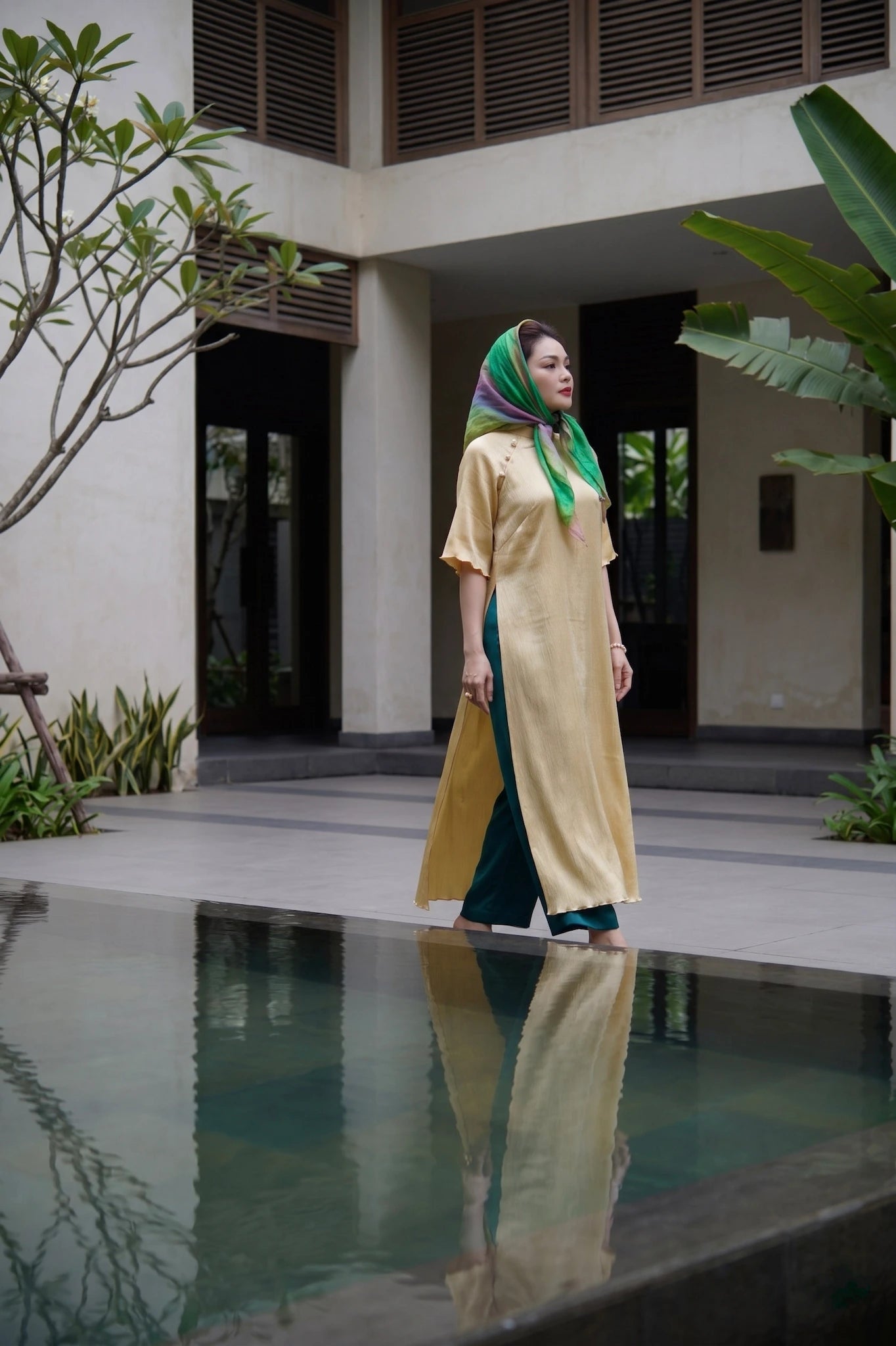 Áo dài lụa dún Tám Lăng Silk thời trang Hity