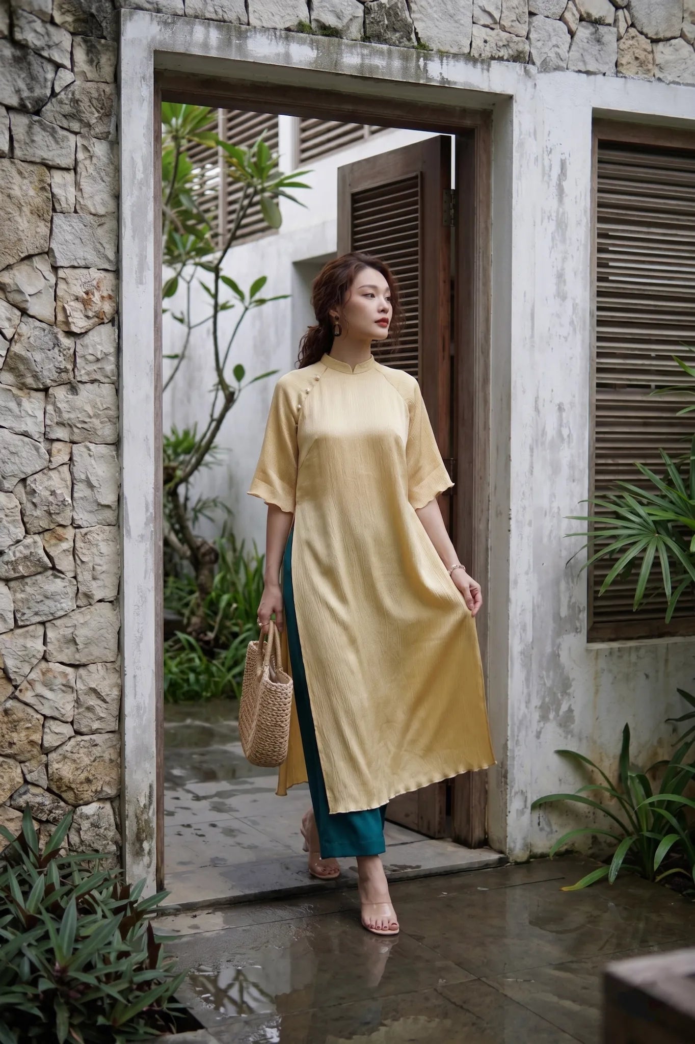 Áo dài lụa dún Tám Lăng Silk thời trang Hity
