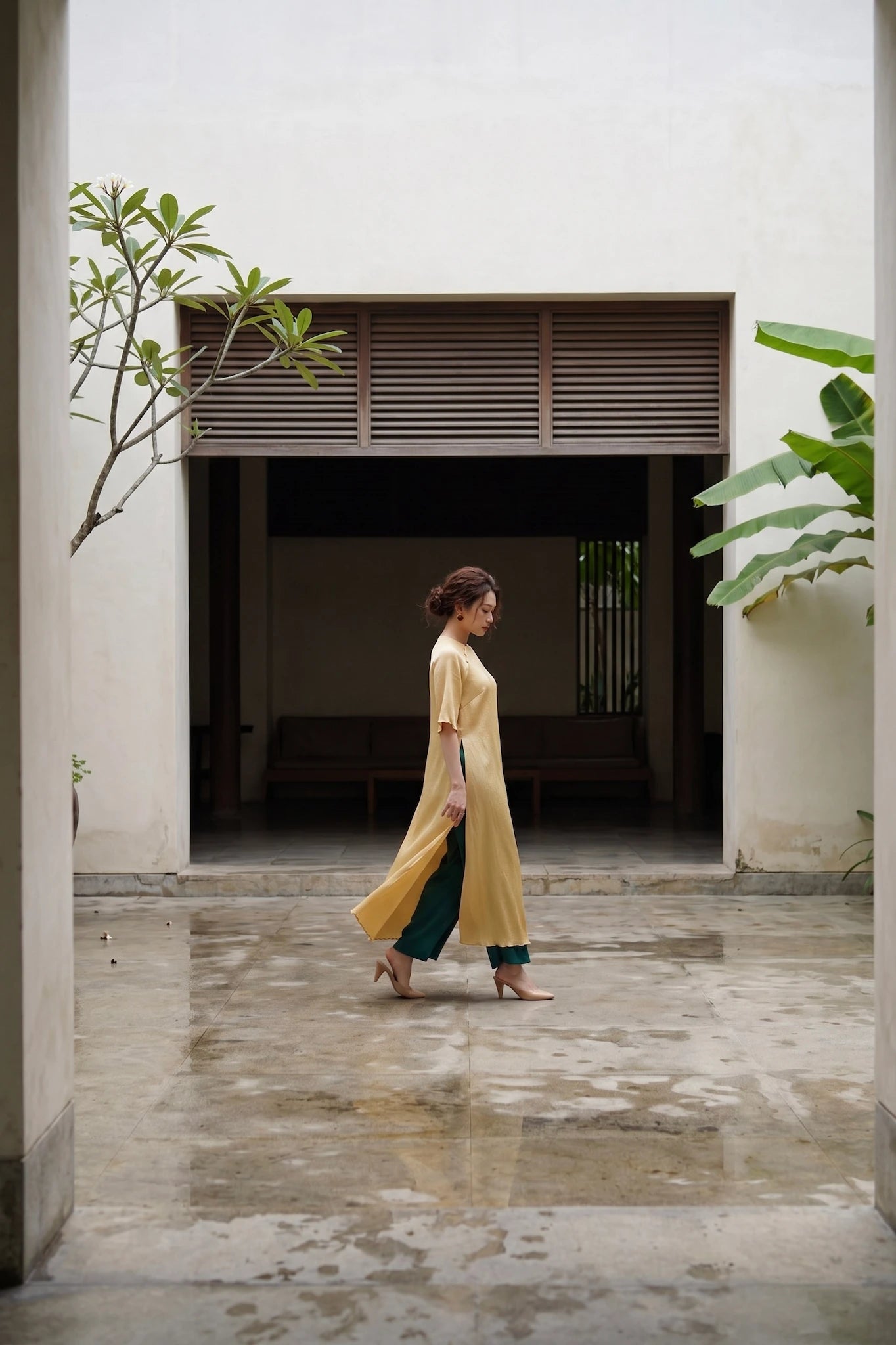 Áo dài lụa dún Tám Lăng Silk thời trang Hity