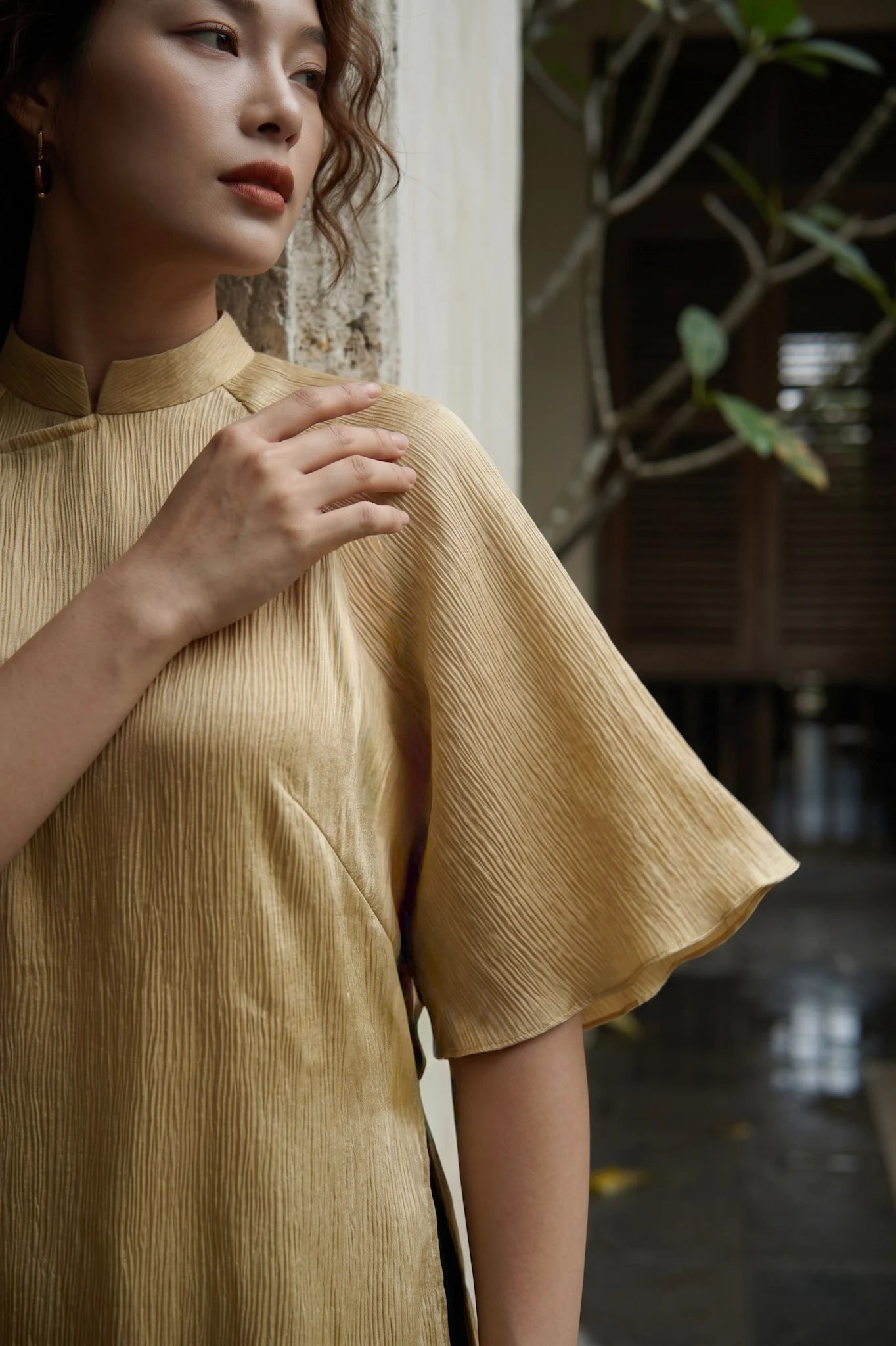 Áo dài lụa dún Tám Lăng Silk thời trang Hity