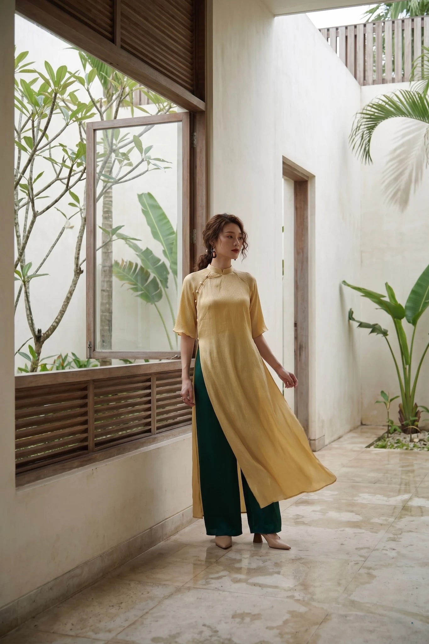 Áo dài lụa dún Tám Lăng Silk thời trang Hity
