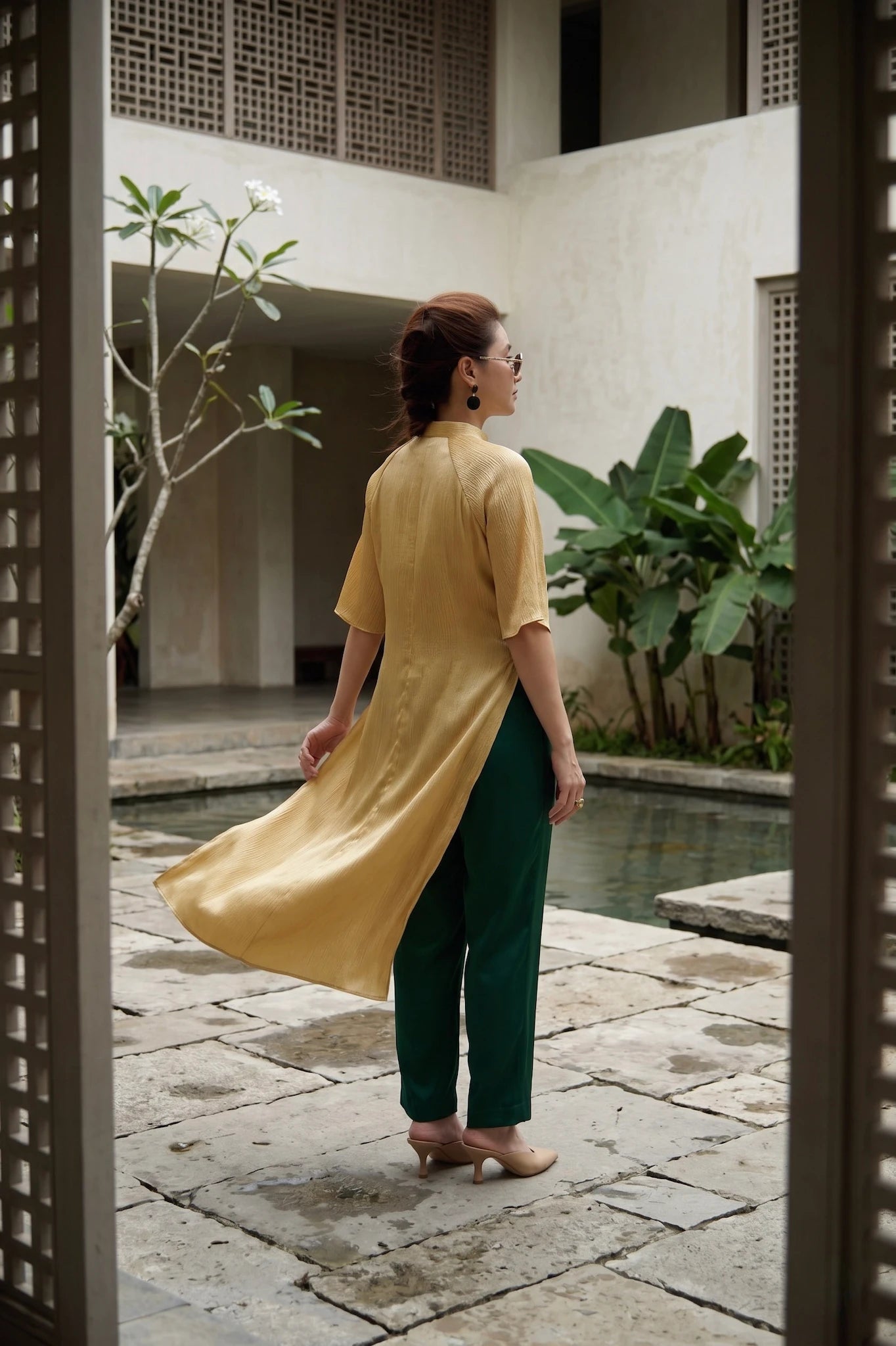 Áo dài lụa dún Tám Lăng Silk thời trang Hity