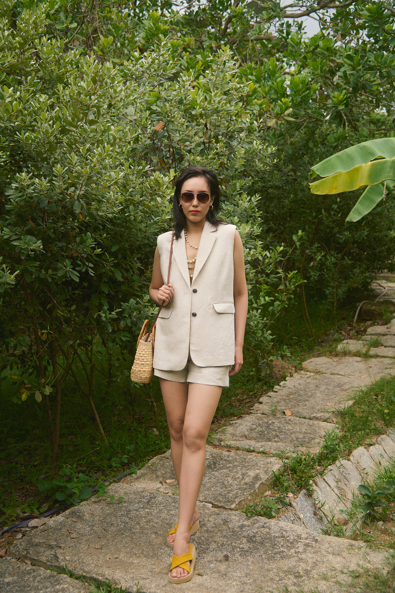 Áo khoác blazer sát nách linen xám thời trang Hity