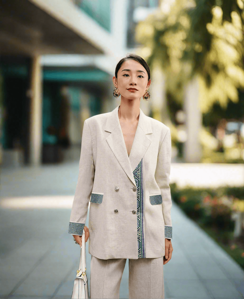 Áo Khoác Blazer Oversized Linen Thổ Cẩm Sapa - Hity