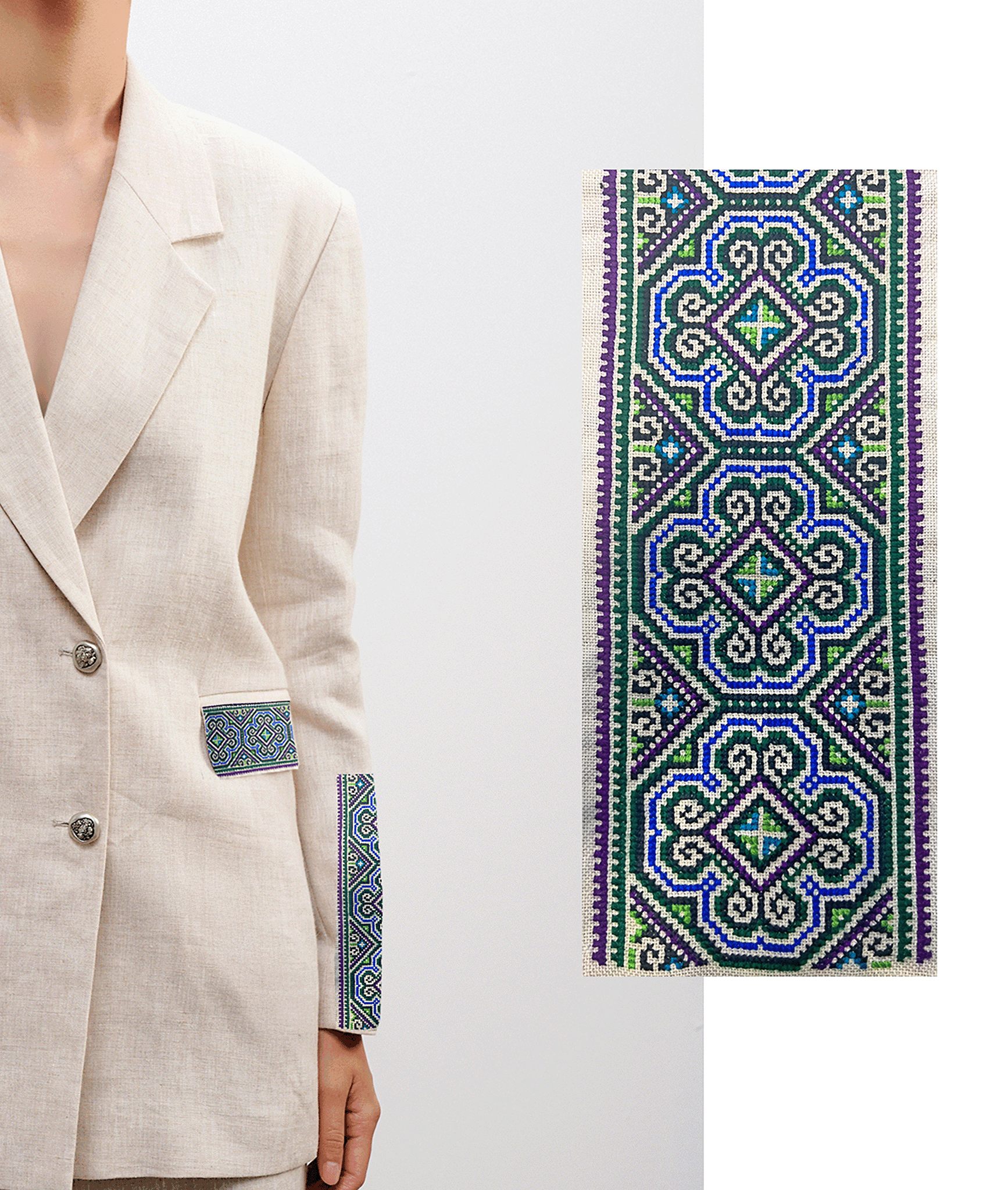 Áo Khoác Blazer Oversized Linen Thổ Cẩm Sapa - Hity