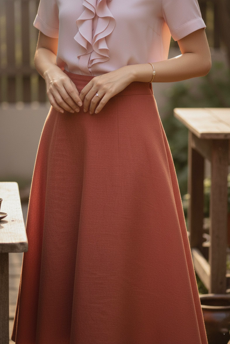 Áo sơ mi nữ tay ngắn phối bèo nhún pastel Thời trang Hity