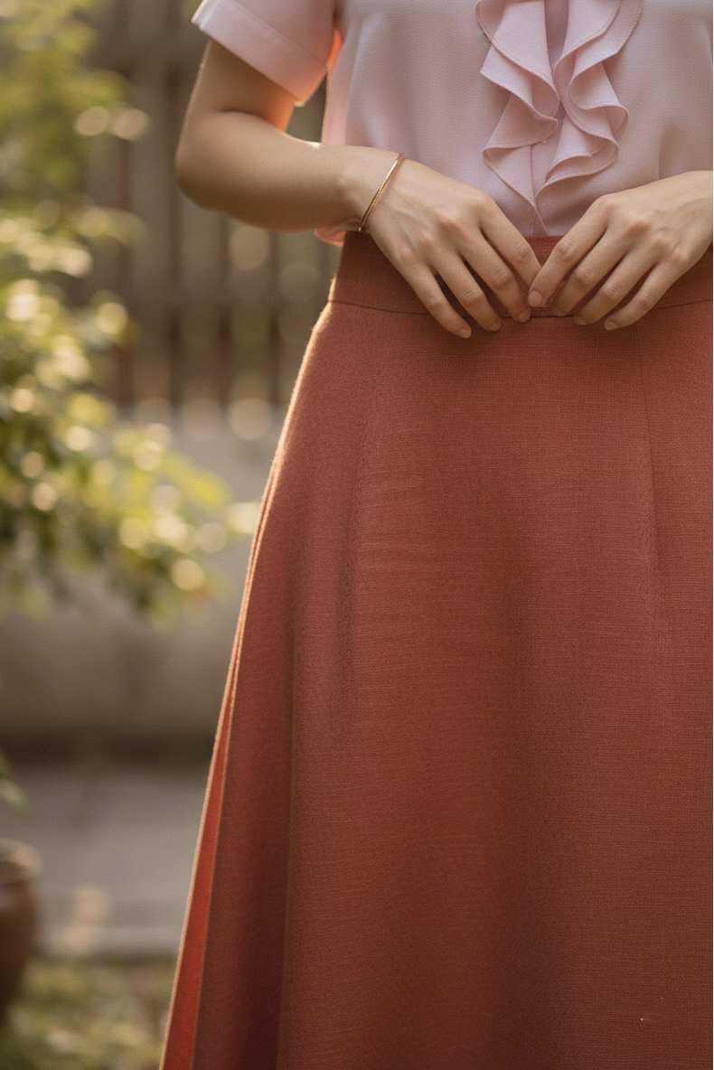 Áo sơ mi nữ tay ngắn phối bèo nhún pastel Thời trang Hity