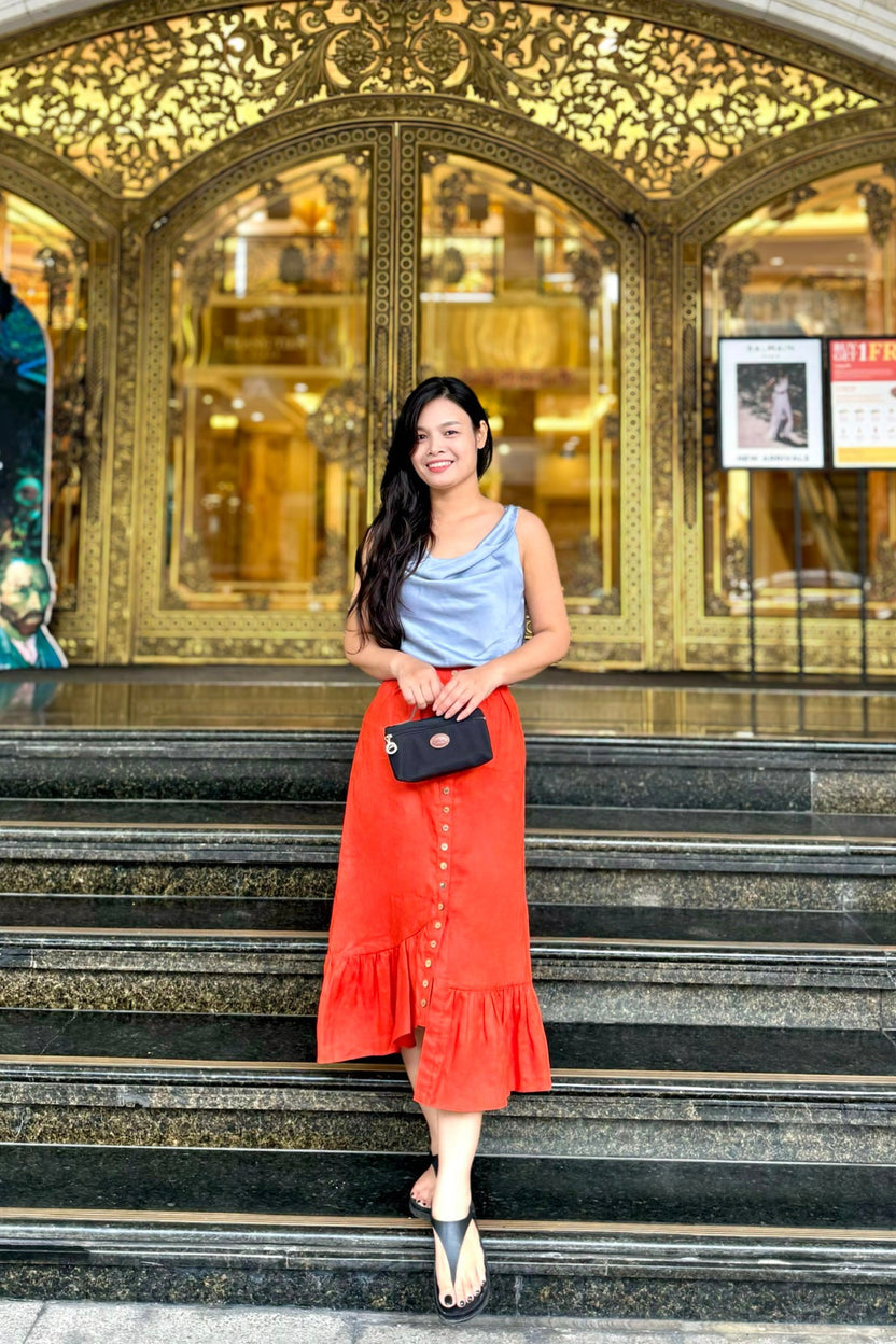 Áo cổ đổ lụa satin xanh pastel thời trang Hity