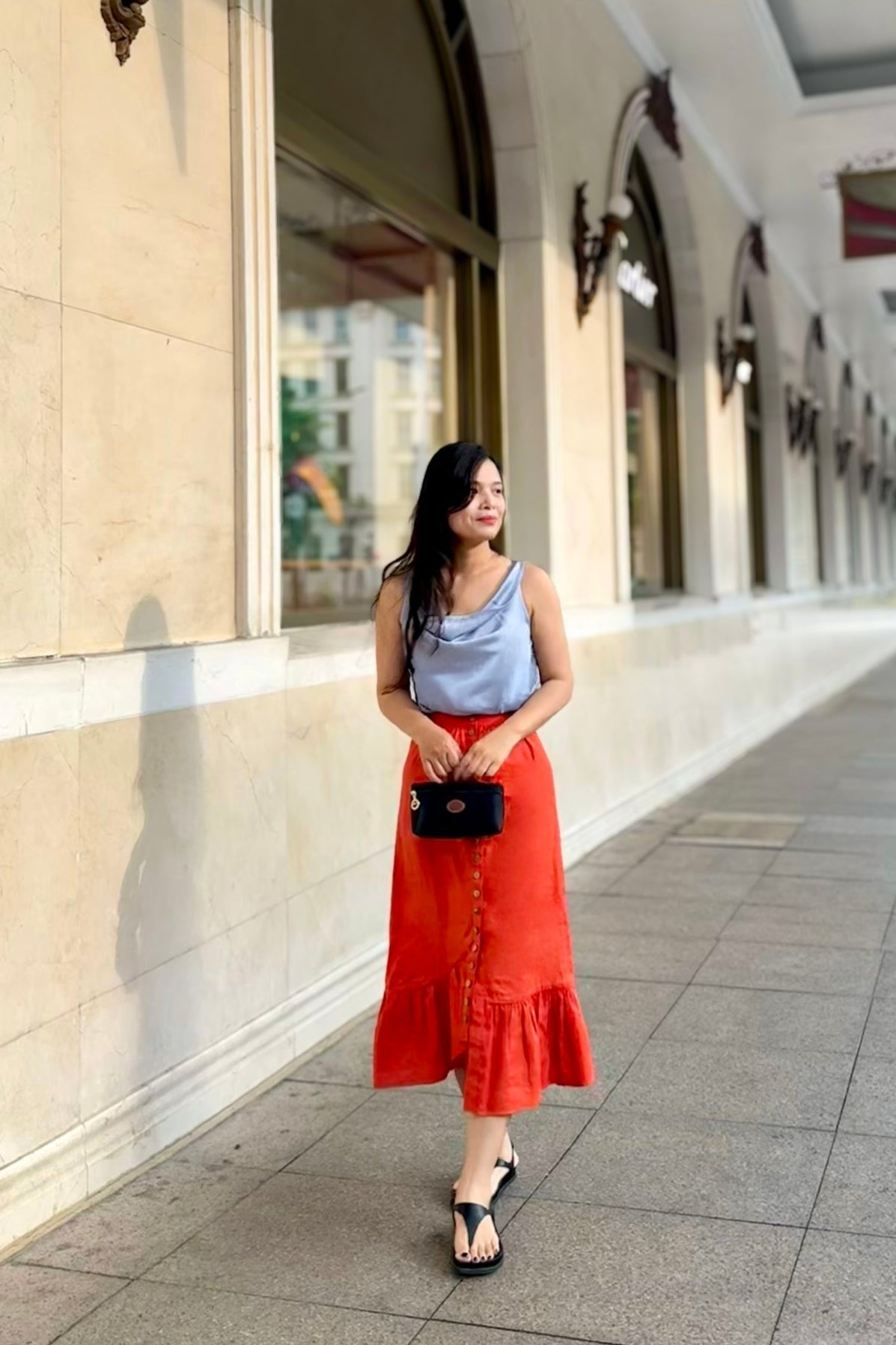 Áo cổ đổ lụa satin xanh pastel thời trang Hity