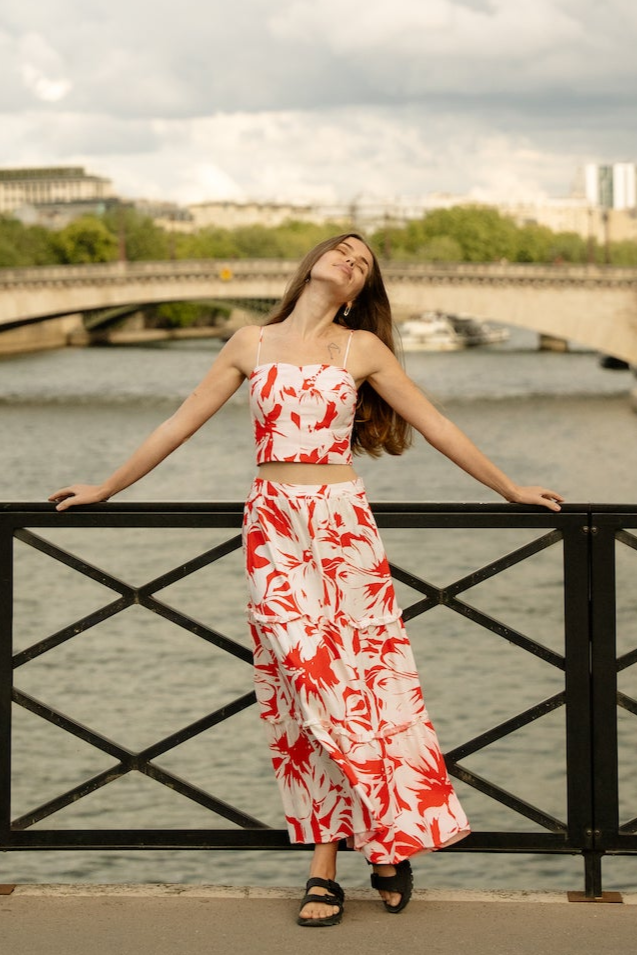 Váy maxi lá đỏ thời trang Hity