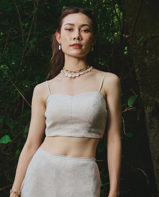 Áo croptop bratop hở bụng vải lanh linen thời trang bền vững Hity