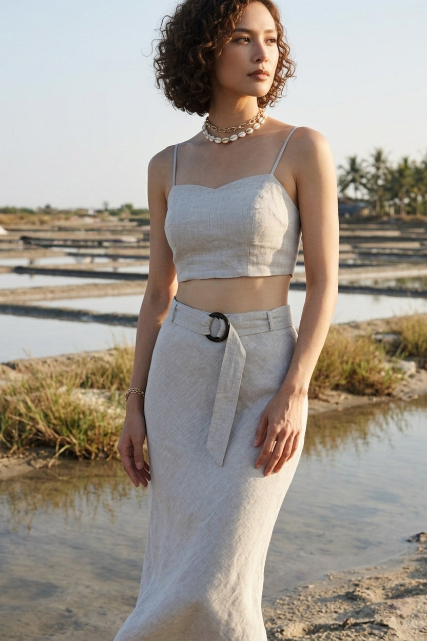 Áo croptop linen muối tiêu thời trang Hity