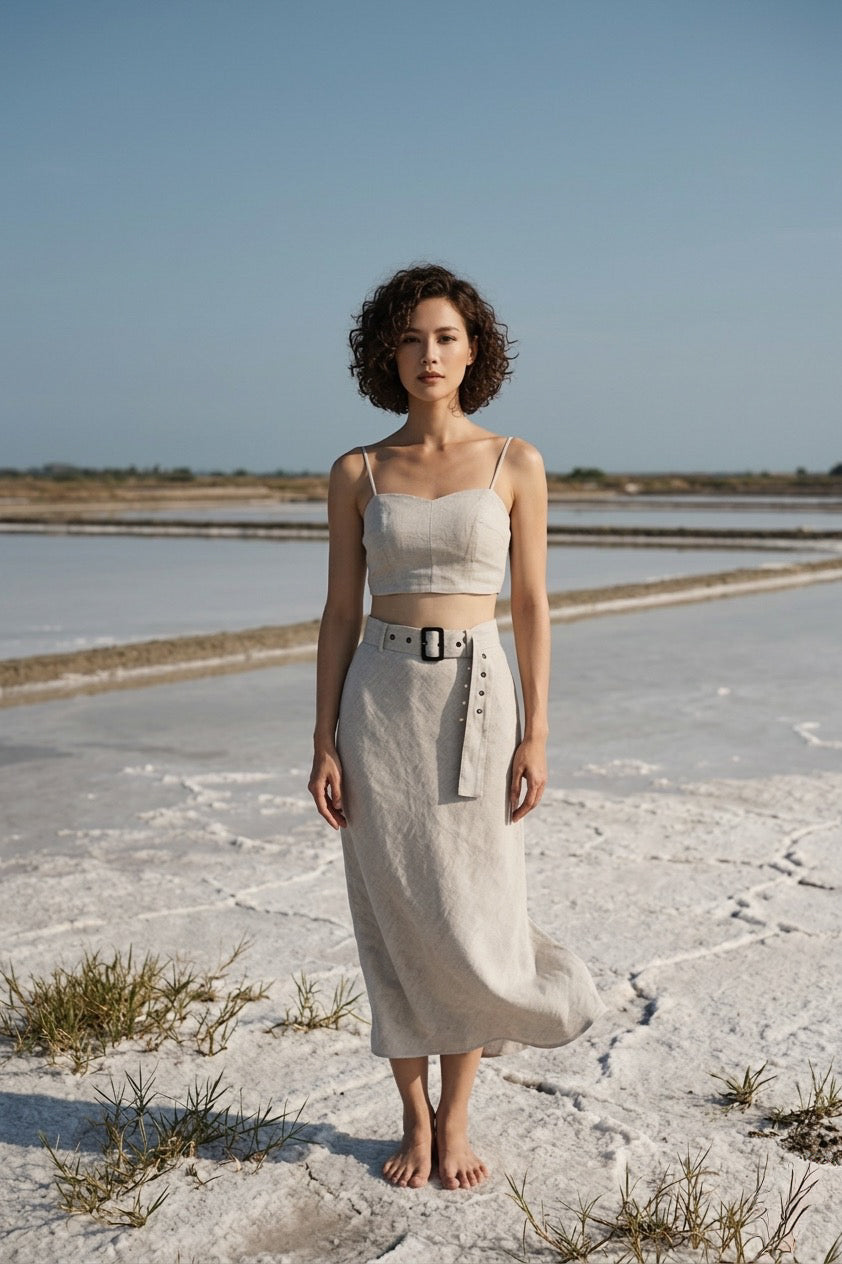 Áo croptop linen muối tiêu thời trang Hity