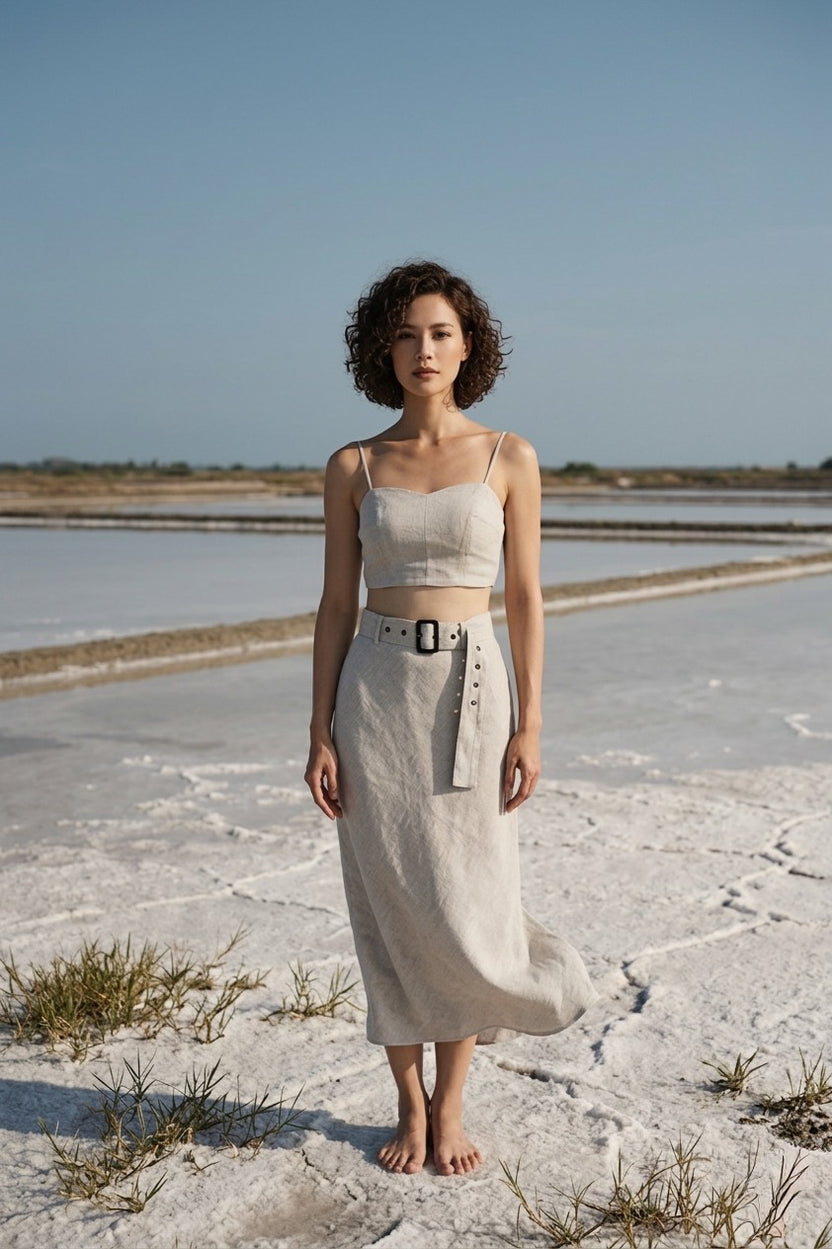 Áo croptop linen muối tiêu thời trang Hity