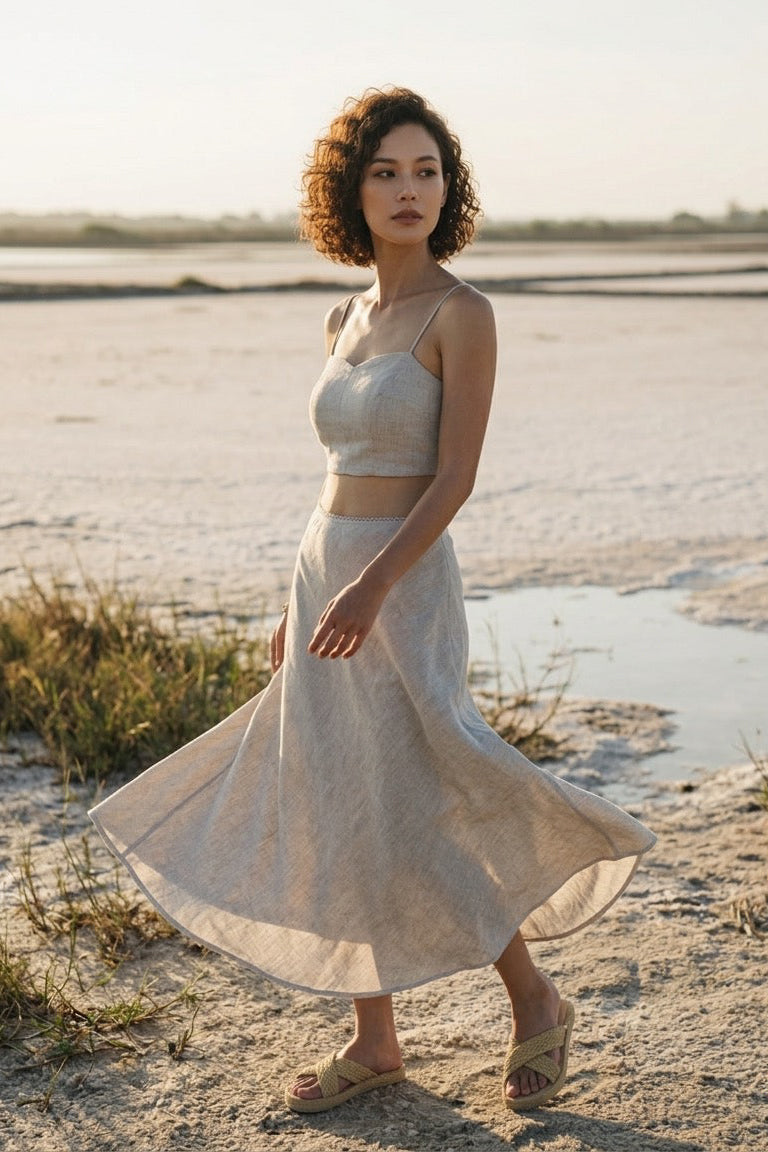 Áo croptop linen muối tiêu thời trang Hity