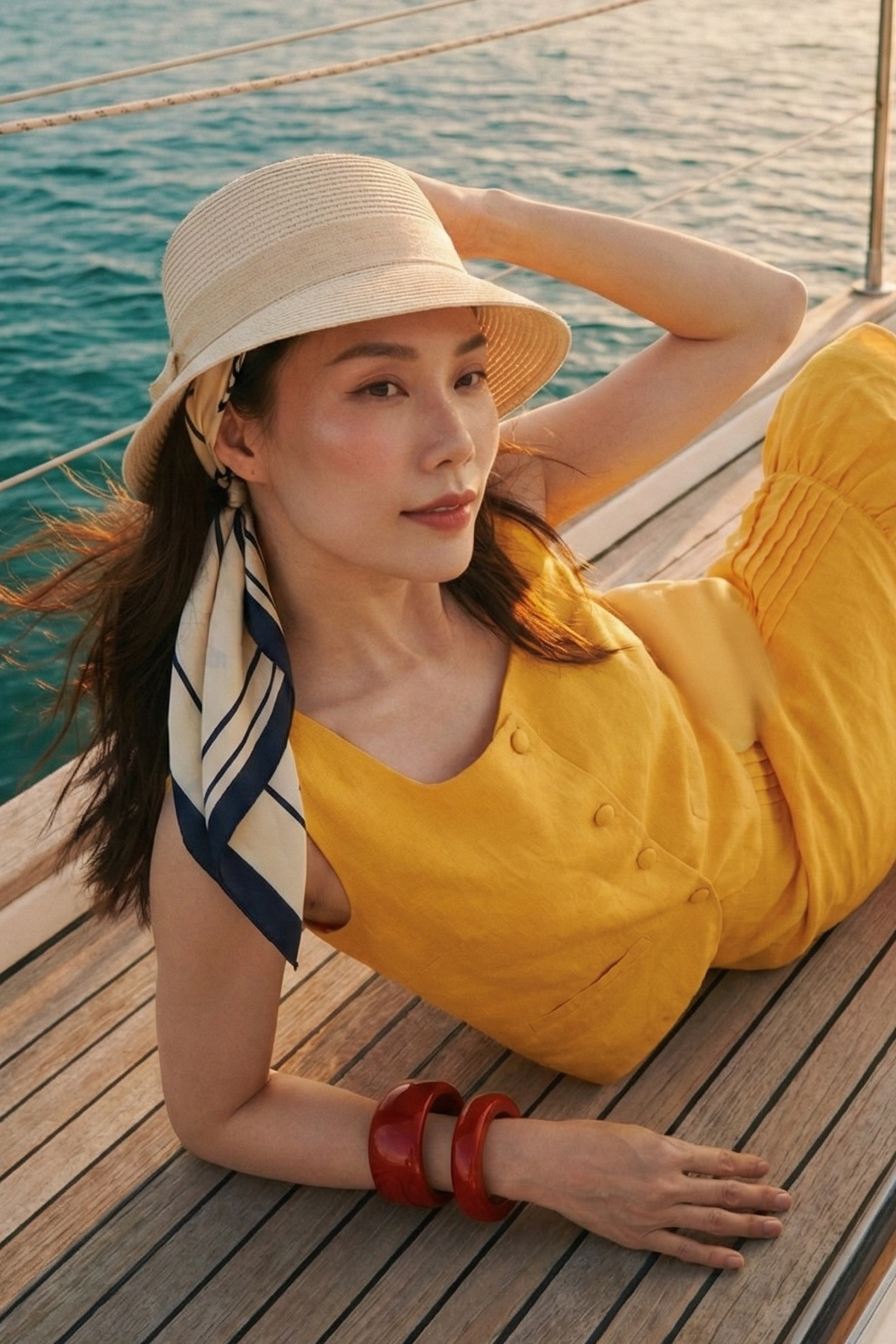 Áo croptop cổ vuông linen vàng thời trang Hity