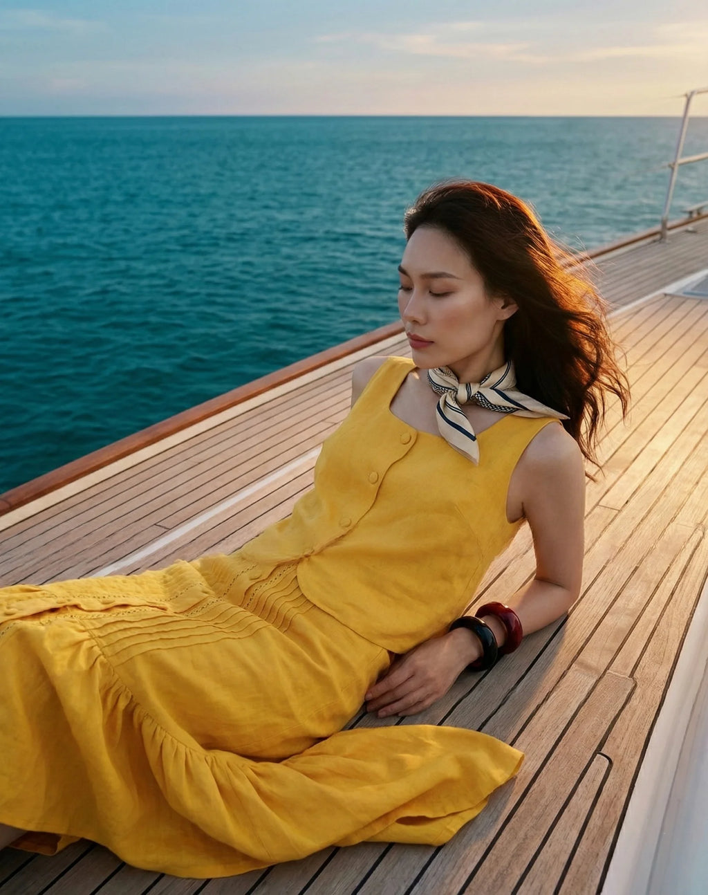 Áo croptop sát nách cổ vuông linen vàng thời trang Hity 