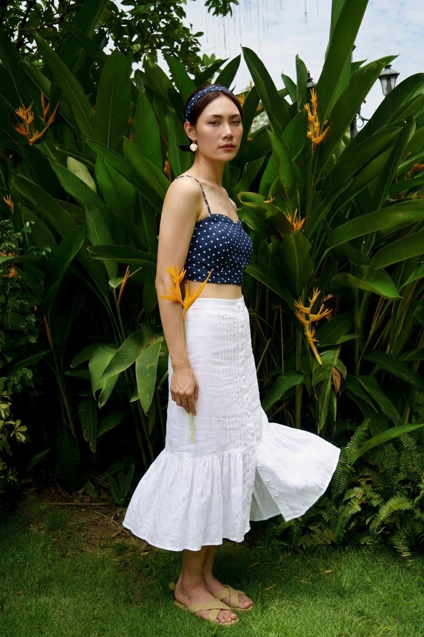 Áo crop top hai dây linen chấm bi thời trang Hity