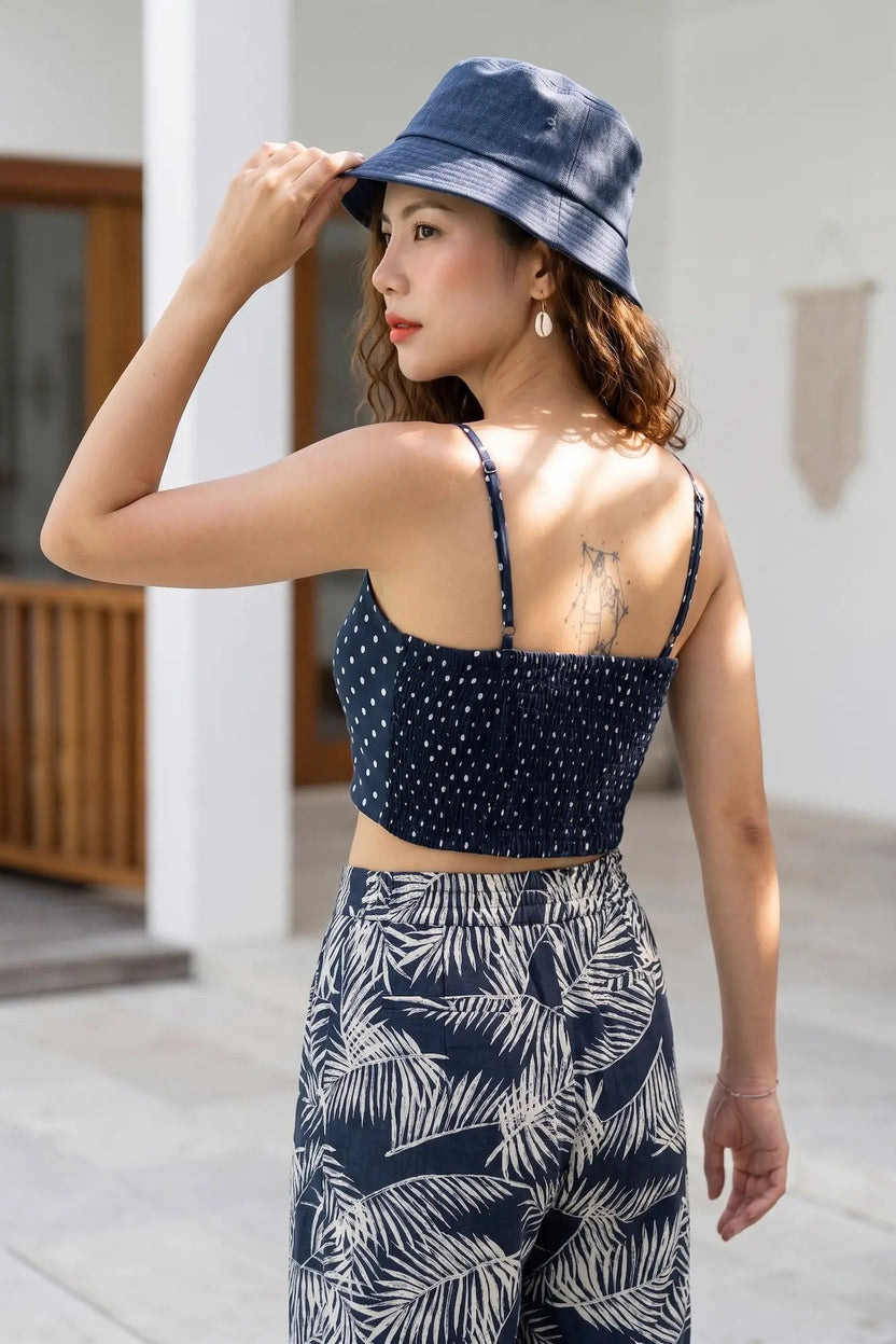 Áo crop top hai dây linen chấm bi thời trang Hity