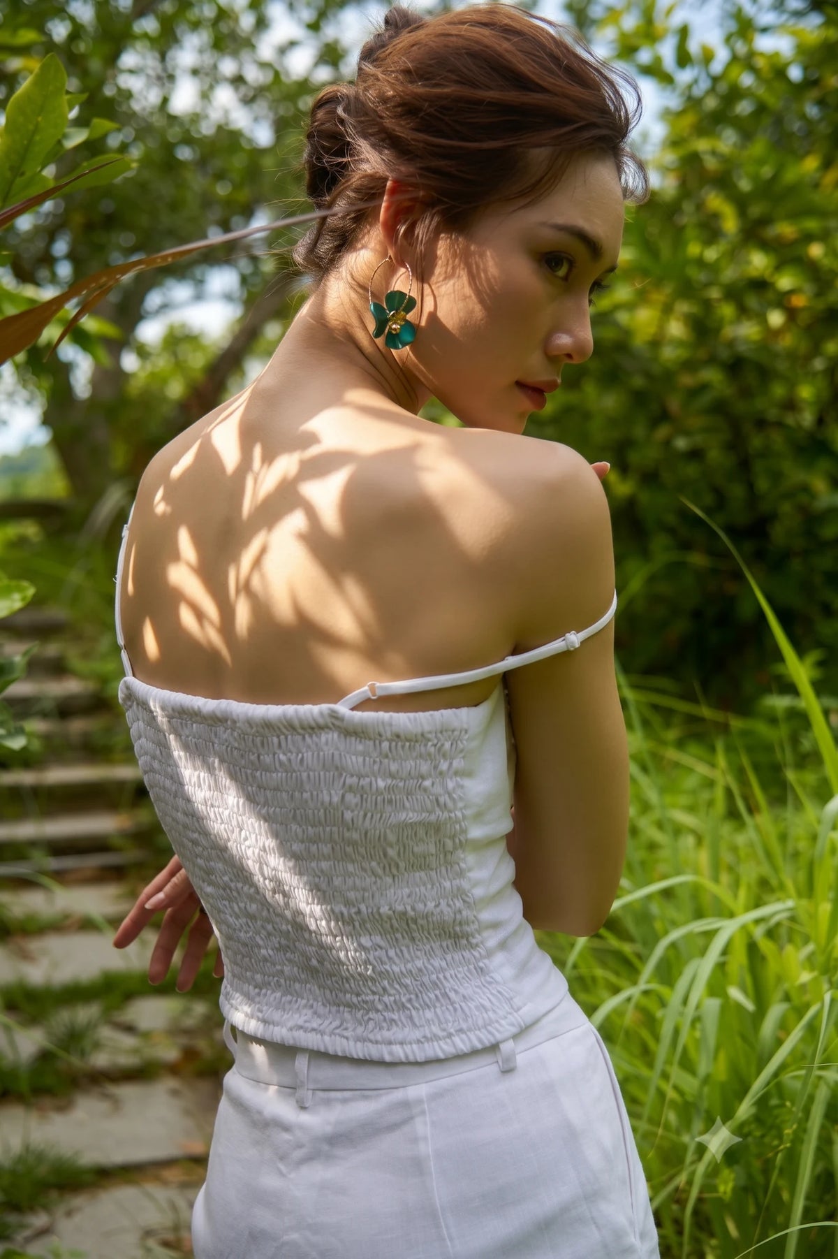 Áo croptop hai dây linen trắng thêu tay Mơ thời trang Hity