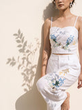 Áo croptop hai dây linen trắng thêu tay Mơ thời trang Hity