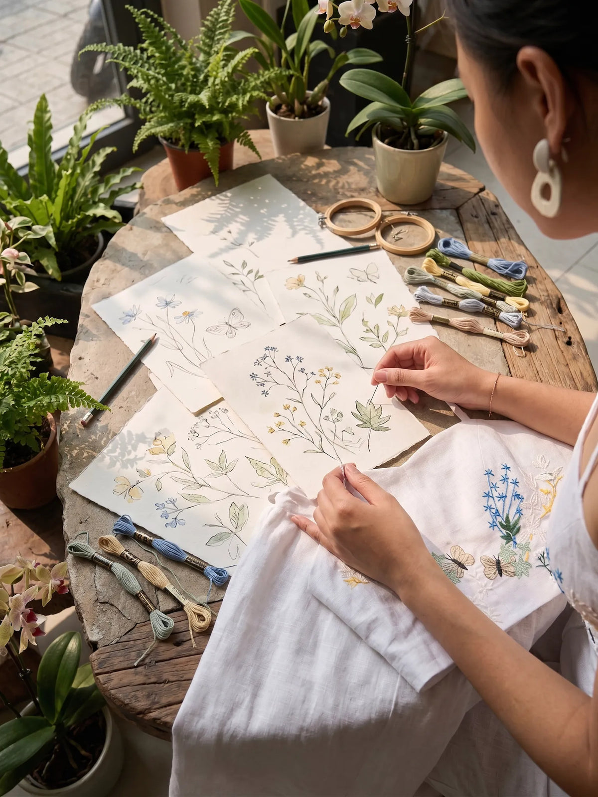 Áo croptop hai dây linen trắng thêu tay Mơ thời trang Hity