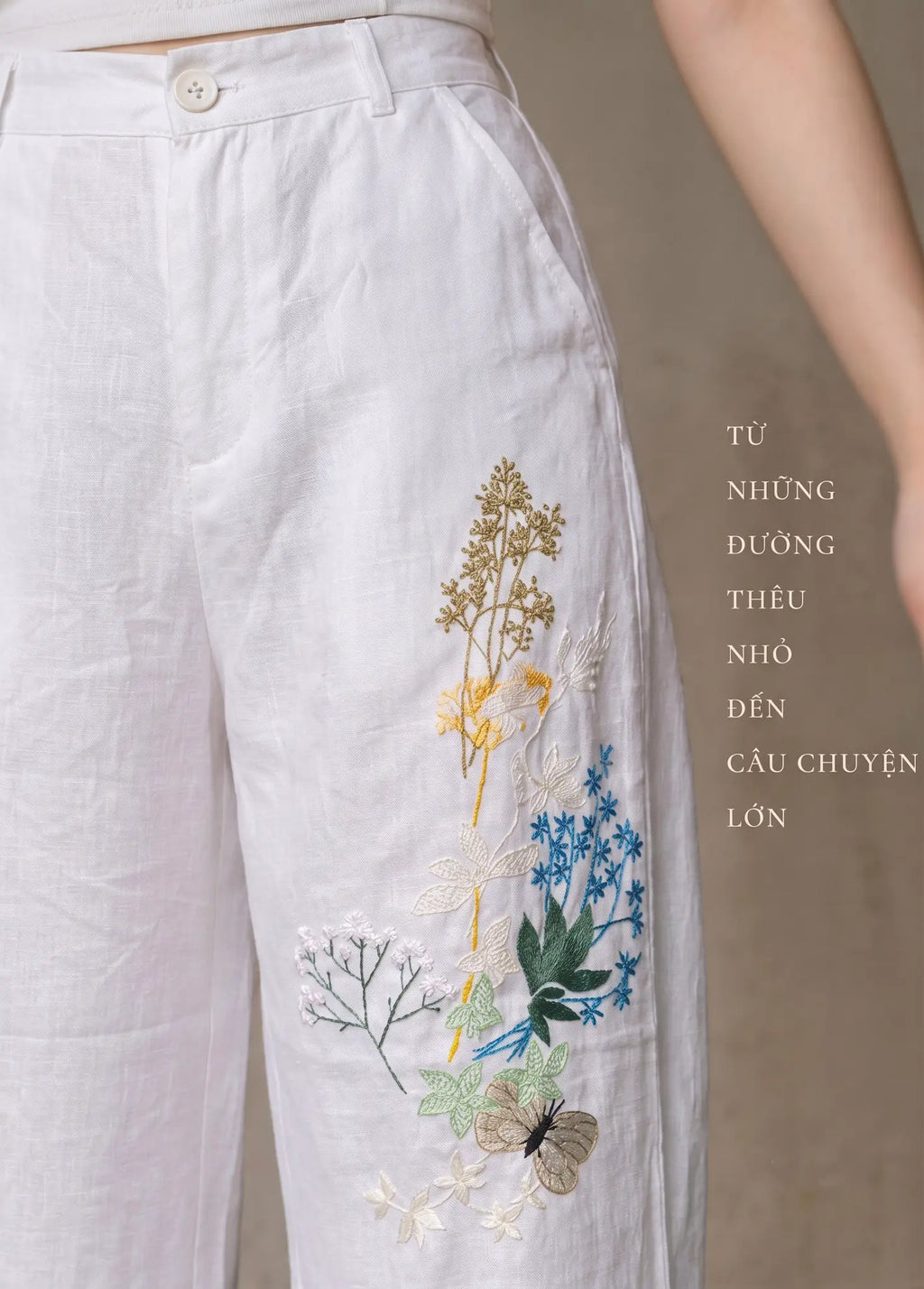 Áo croptop hai dây linen trắng thêu tay Mơ thời trang Hity