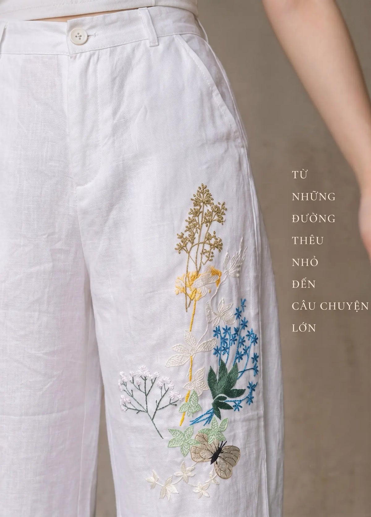 Áo croptop hai dây linen trắng thêu tay Mơ thời trang Hity