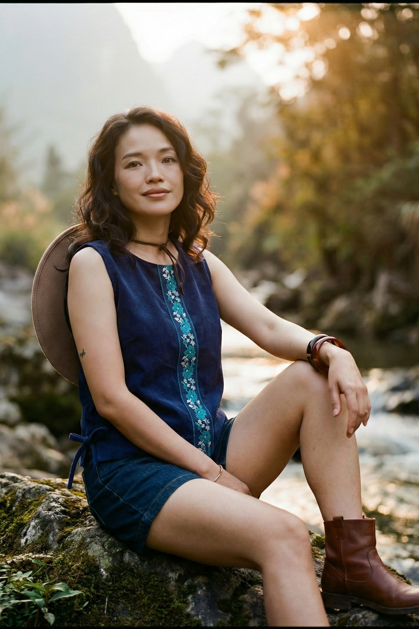 Áo croptop phối thổ cẩm thời trang Hity