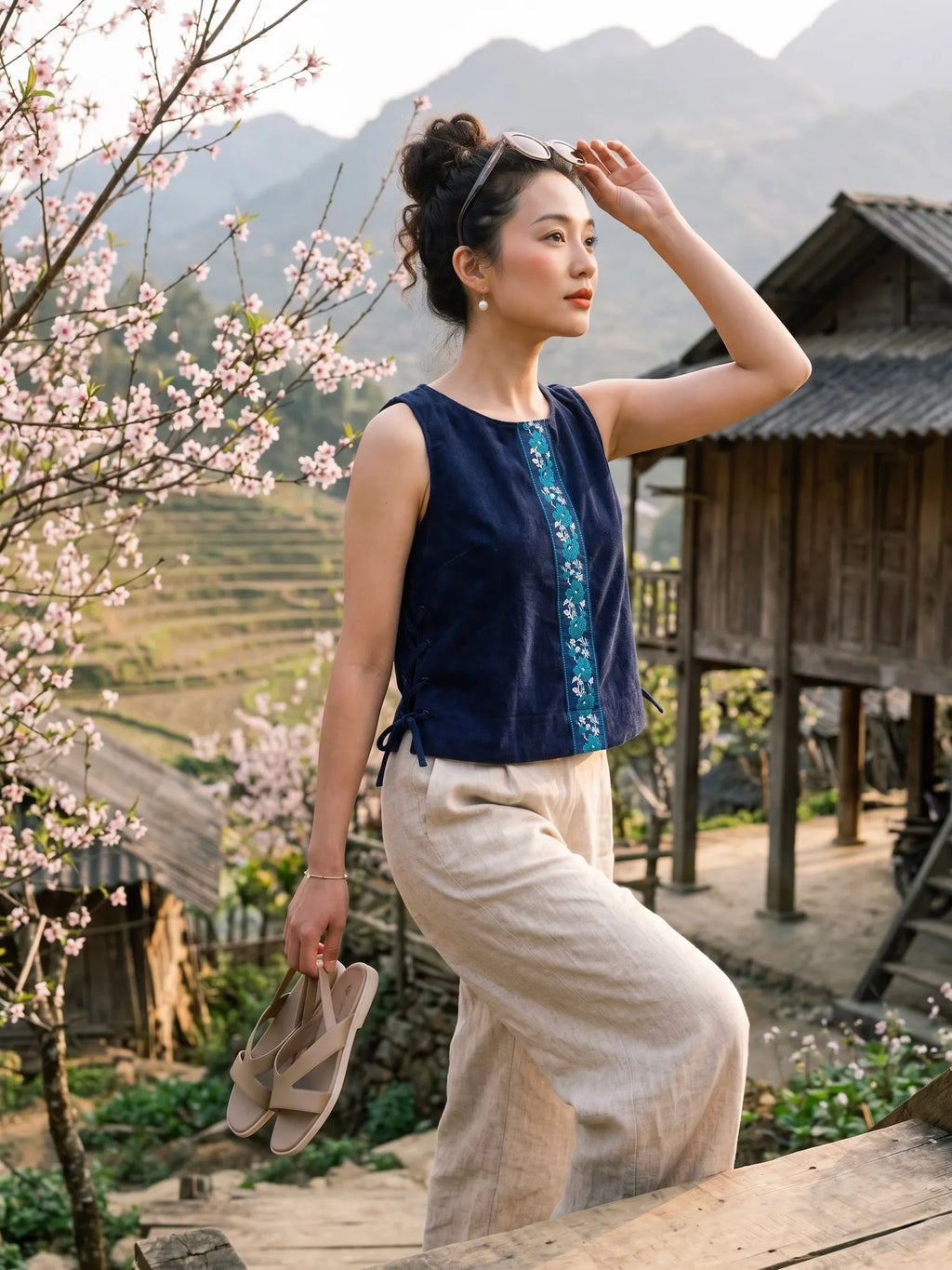 Áo croptop phối thổ cầm thời trang Hity