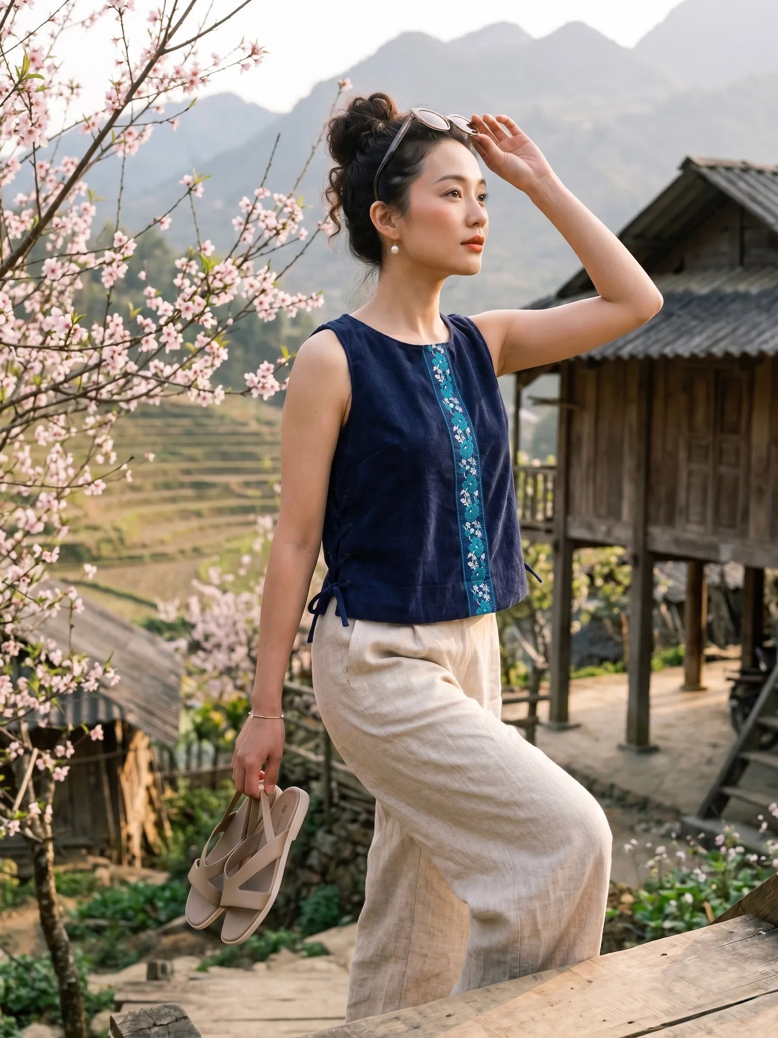 Áo croptop phối thổ cầm thời trang Hity