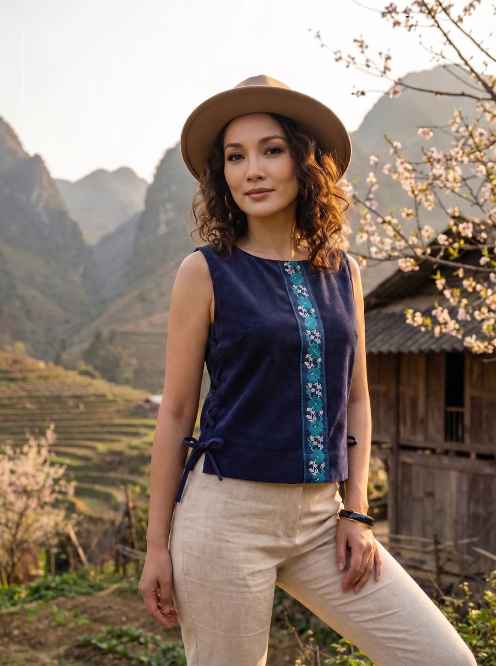 Áo croptop phối thổ cầm thời trang Hity