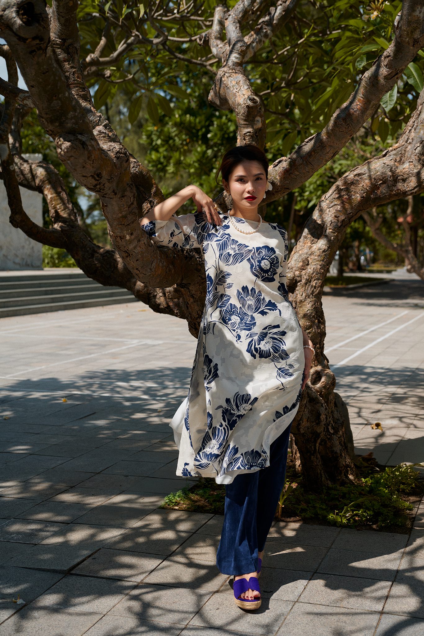 Áo dài hoa cổ thuyền thời trang Hity