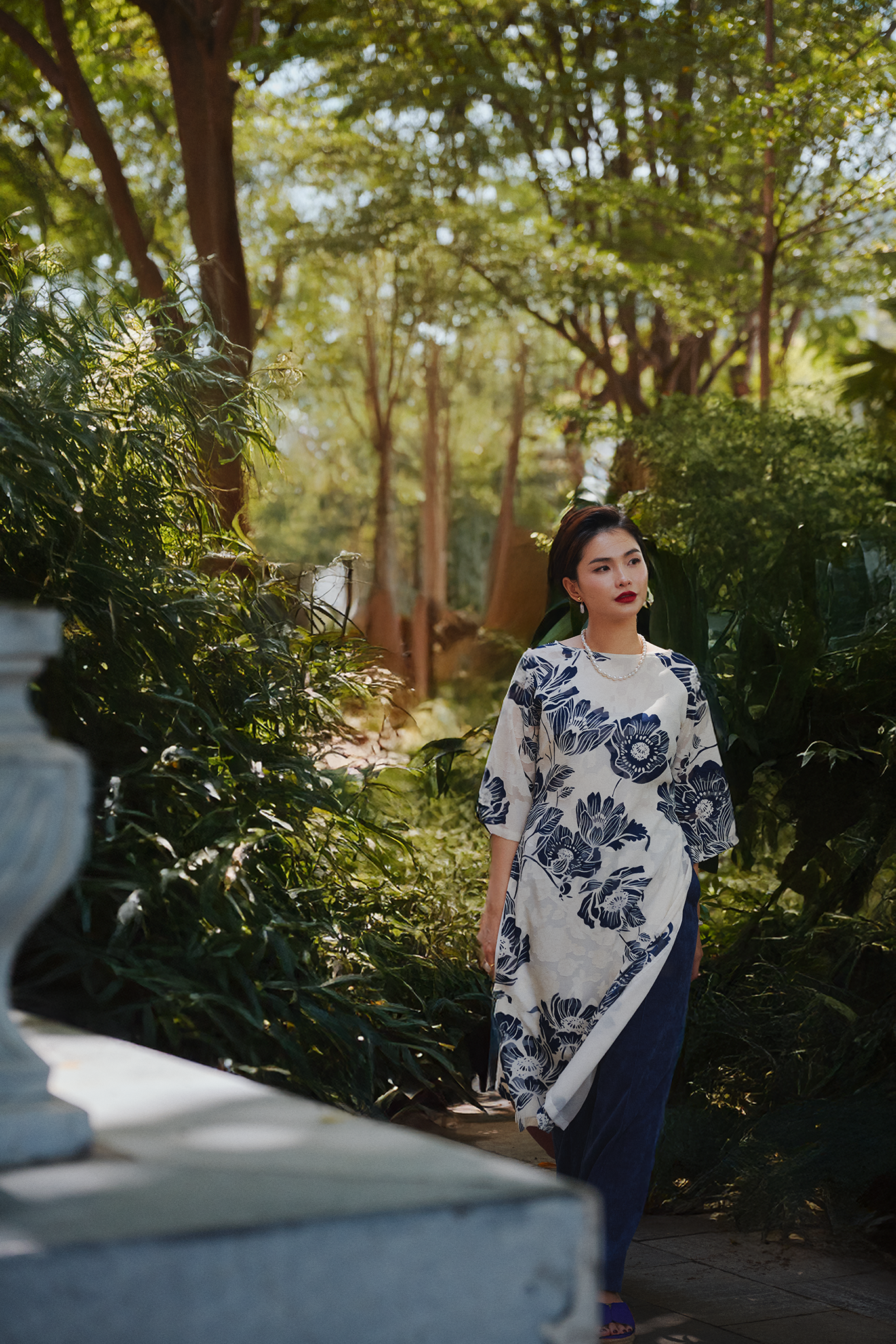 Áo dài hoa cổ thuyền thời trang Hity