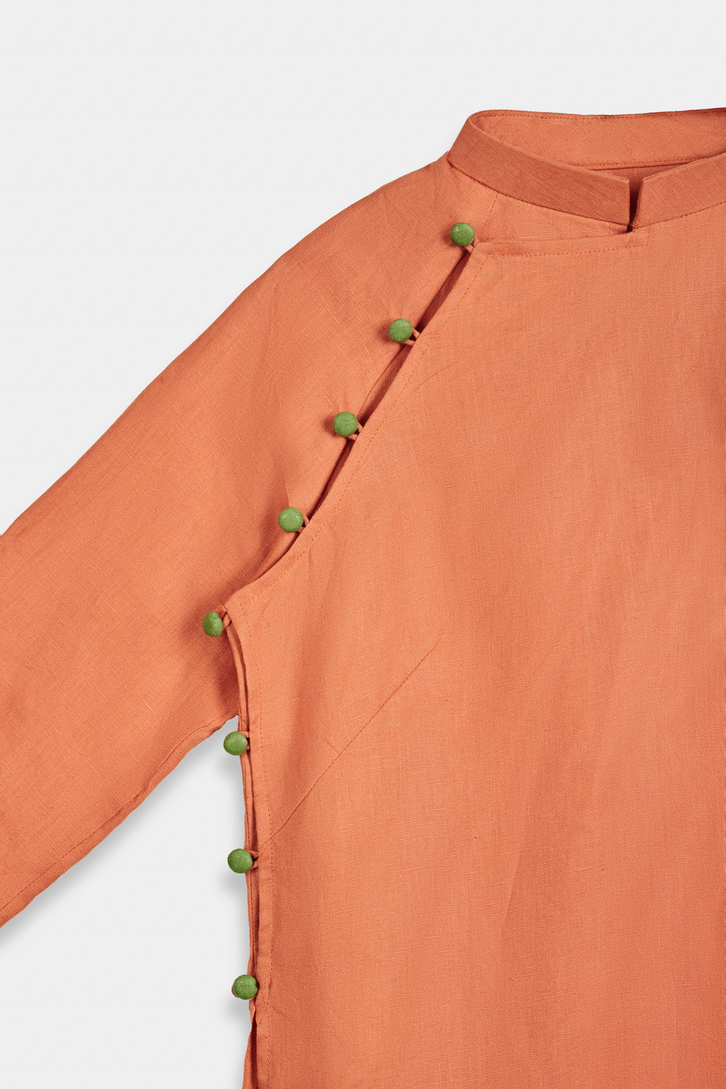 Áo dài tay raglan cổ hò linen cam thời trang Hity