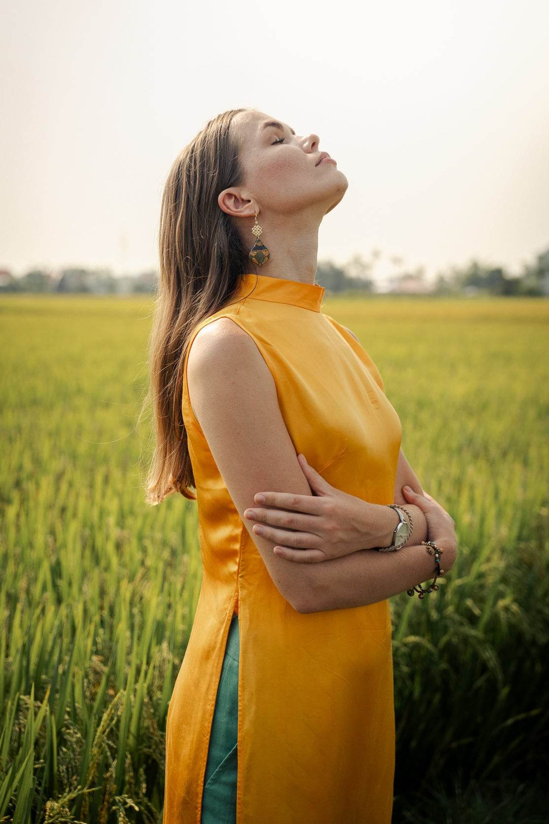 Áo dài cách tân lụa tơ tằm thời trang Hity