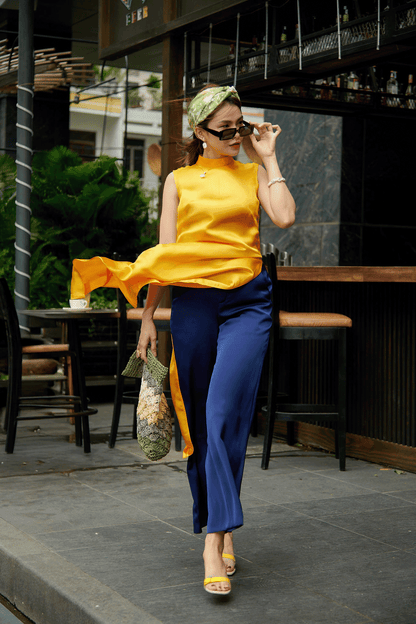 Áo Dài Lụa Habotai Dã Quỳ ADA004 - Hity