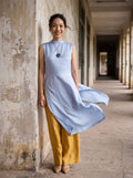 Áo dài lụa tơ tằm twill xanh pastel thời trang Hity