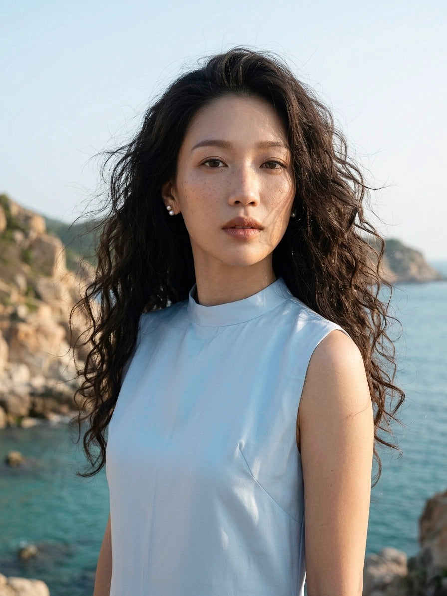 Áo dài lụa tơ tằm twill xanh pastel thời trang Hity