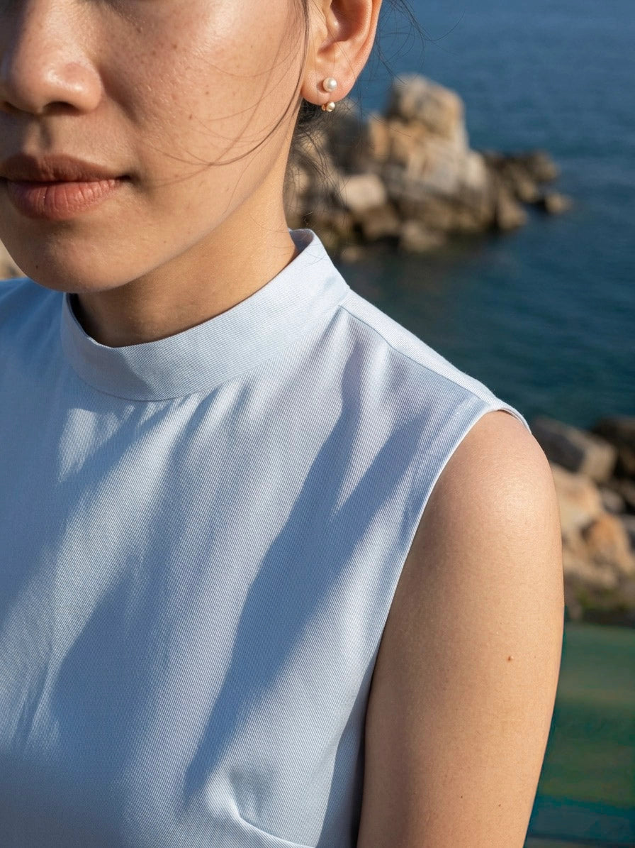 Áo dài lụa tơ tằm twill xanh pastel thời trang Hity