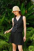 Áo vest ghi lê linen sọc thời trang Hity
