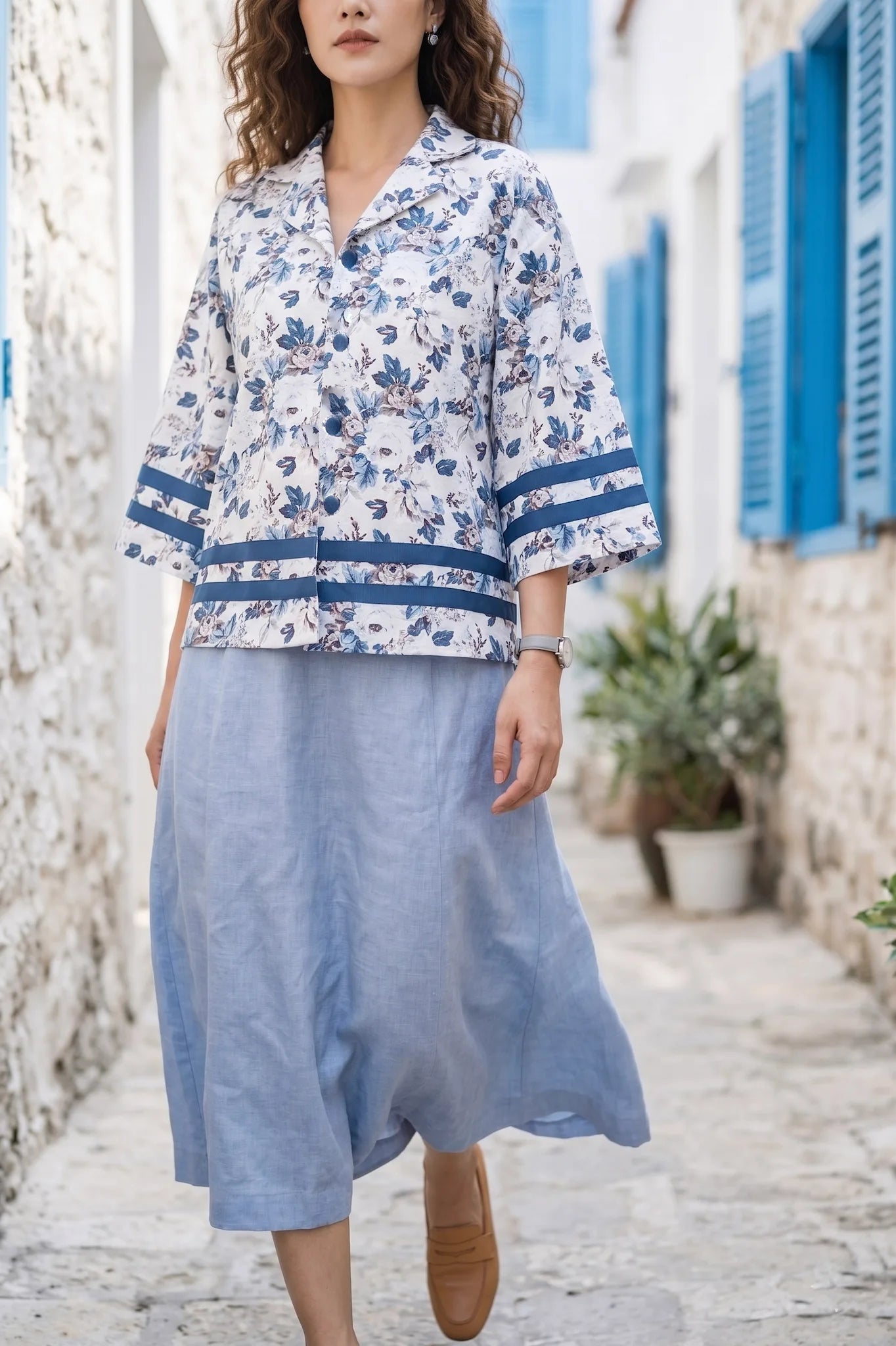 Áo khoác cổ ve linen thời trang Hity