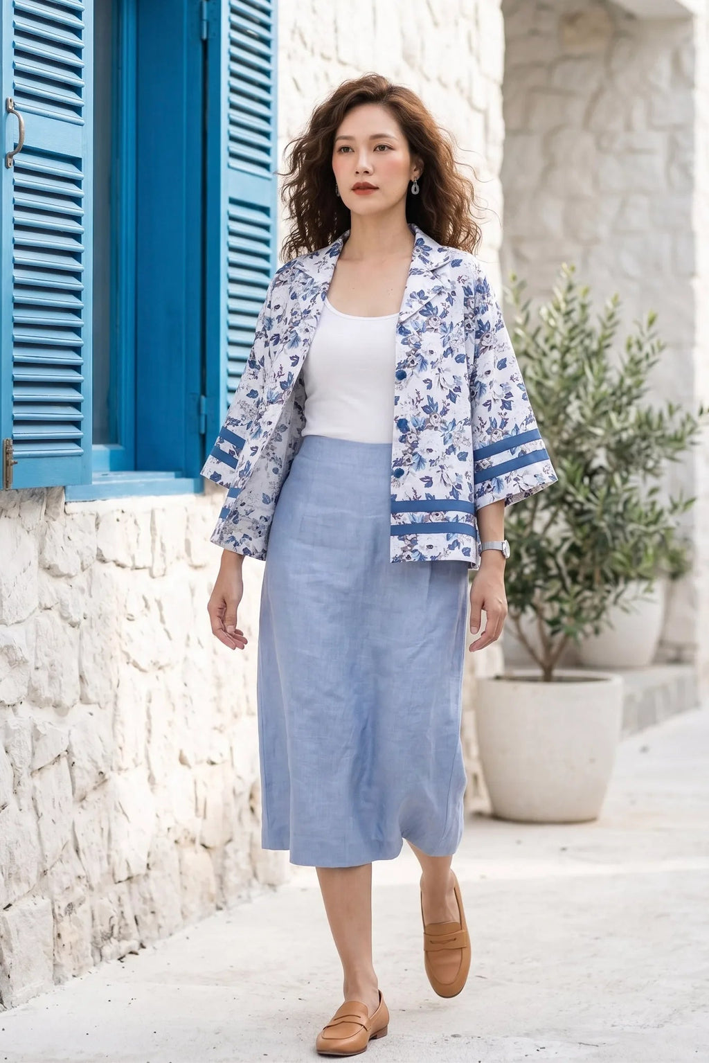 Áo khoác cổ ve linen thời trang Hity