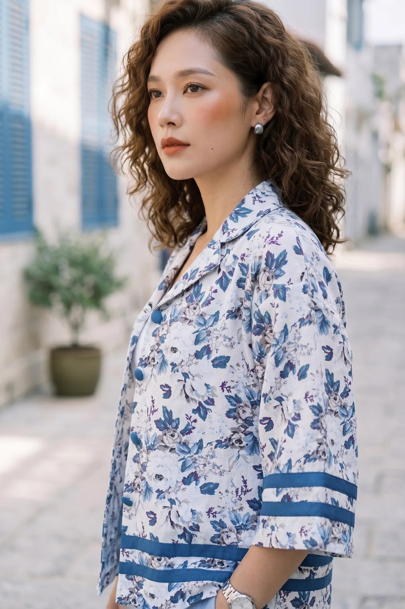 Áo khoác cổ ve linen thời trang Hity