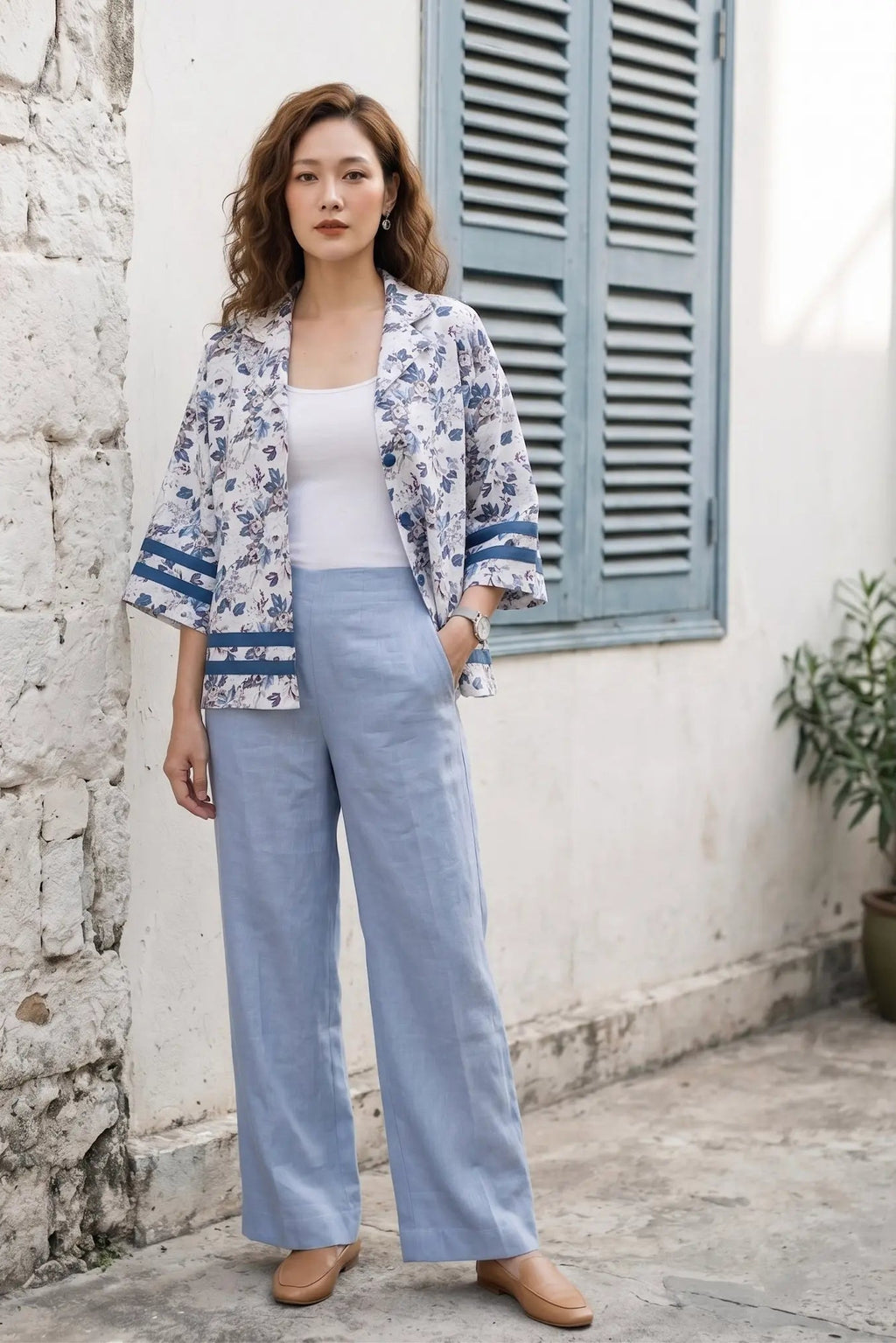 Áo khoác cổ ve linen thời trang Hity