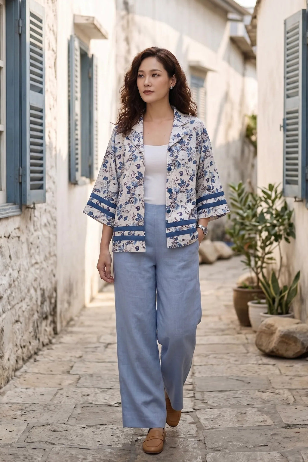 Áo khoác cổ ve linen thời trang Hity
