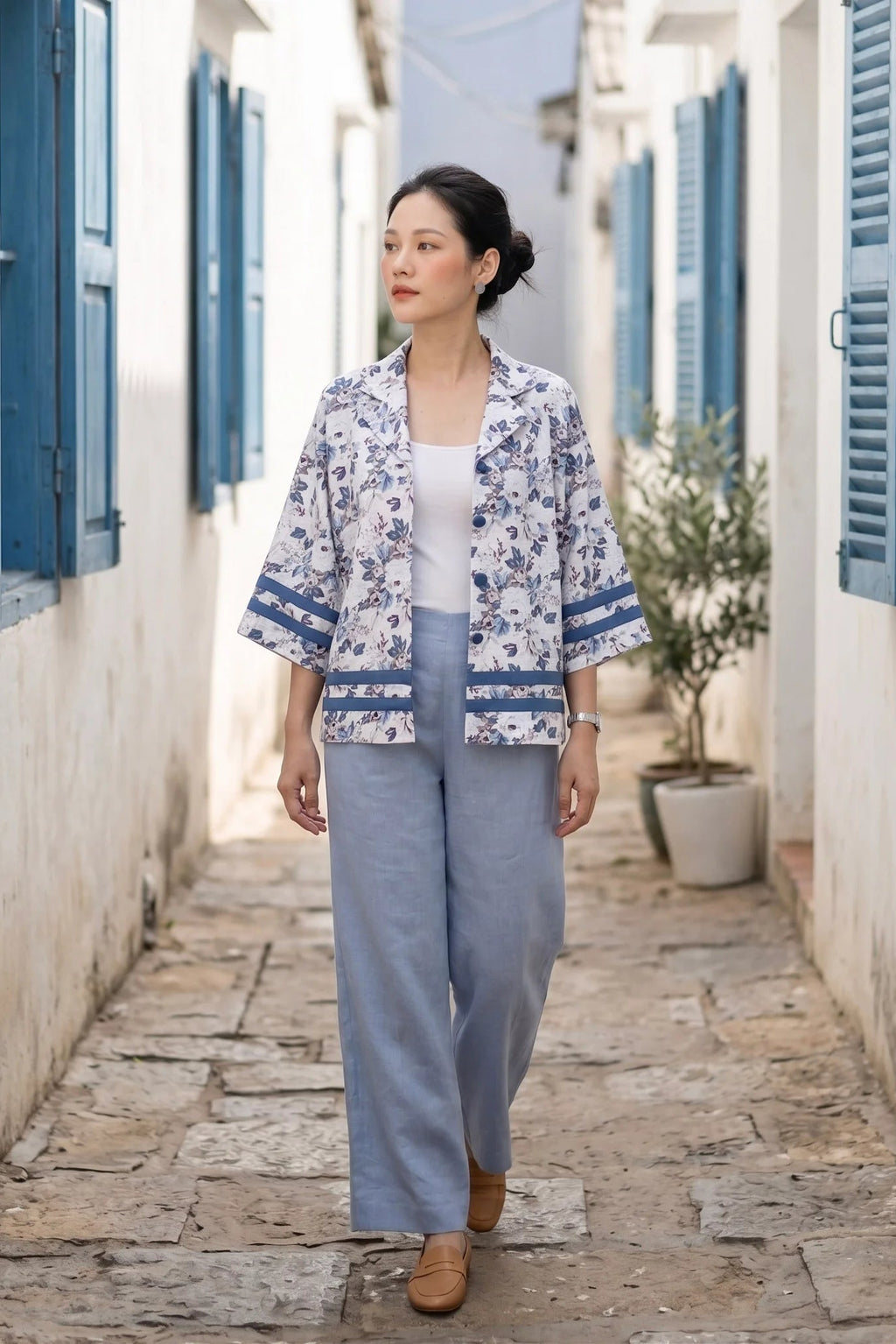 Áo khoác cổ ve linen thời trang Hity