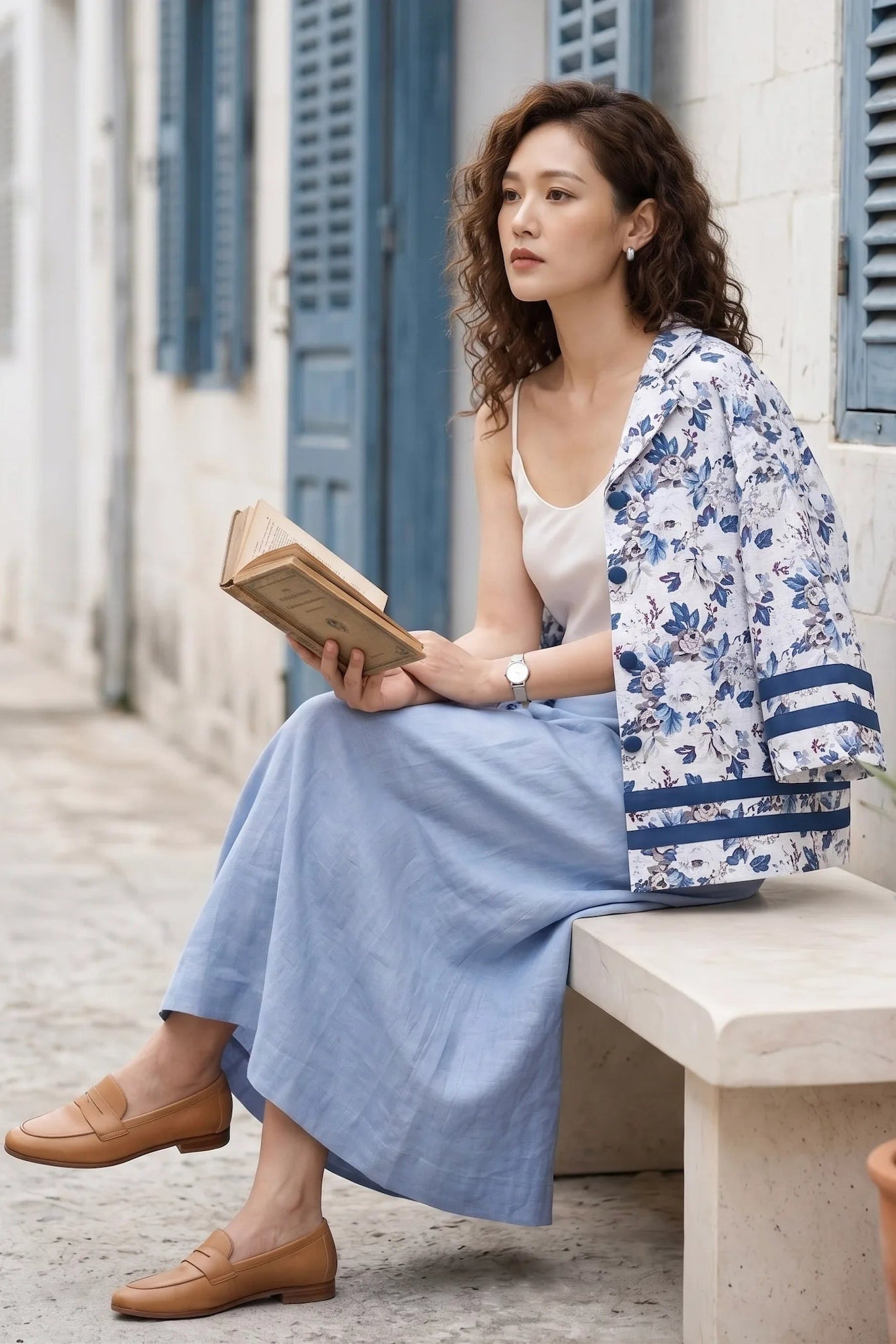 Áo khoác cổ ve linen thời trang Hity